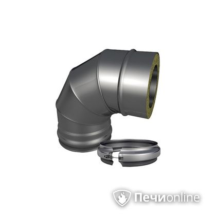 Колено 90° сэндвич Теплов и Сухов Отвод Термо 87* ОТ-Р 304-0.8/304-0.5 D200/300 с хомутом в Рязани