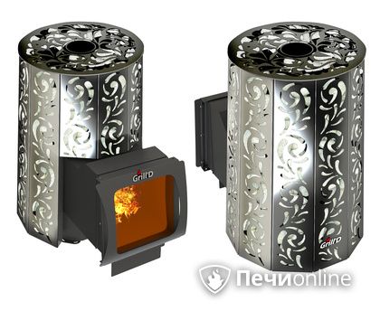 Дровяная печь-каменка GrillD Violet window long Max Жадеит 100 в Рязани