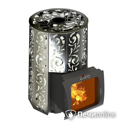 Дровяная печь-каменка GrillD Violet window short Max Жадеит 80 в Рязани