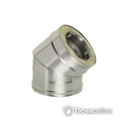 Дымоход Дымок Колено 45° с изоляцией 0.5 мм. OТFR45 120/200 в Рязани