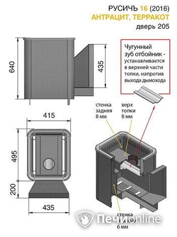 Дровяные печи-каменки Везувий Русичъ Антрацит 16 (205) 2016 в Рязани