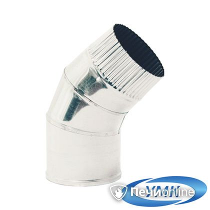 Дымоход УМК Отвод 135° D100 0.5мм нержавейка в Рязани