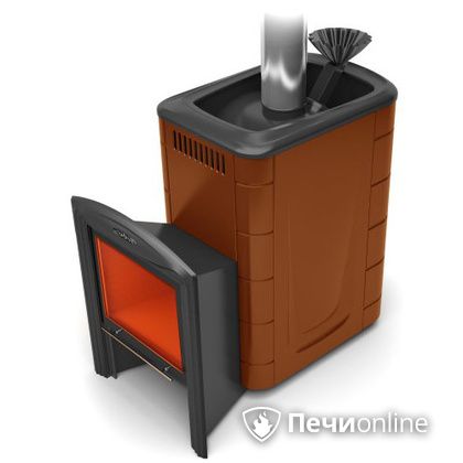 Дровяная банная печь TMF Гейзер 2014 Inox Витра  Терракота в Рязани