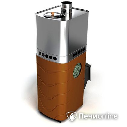 Дровяная банная печь TMF Бирюса 2013 Carbon терракота с закрытой каменкой в Рязани